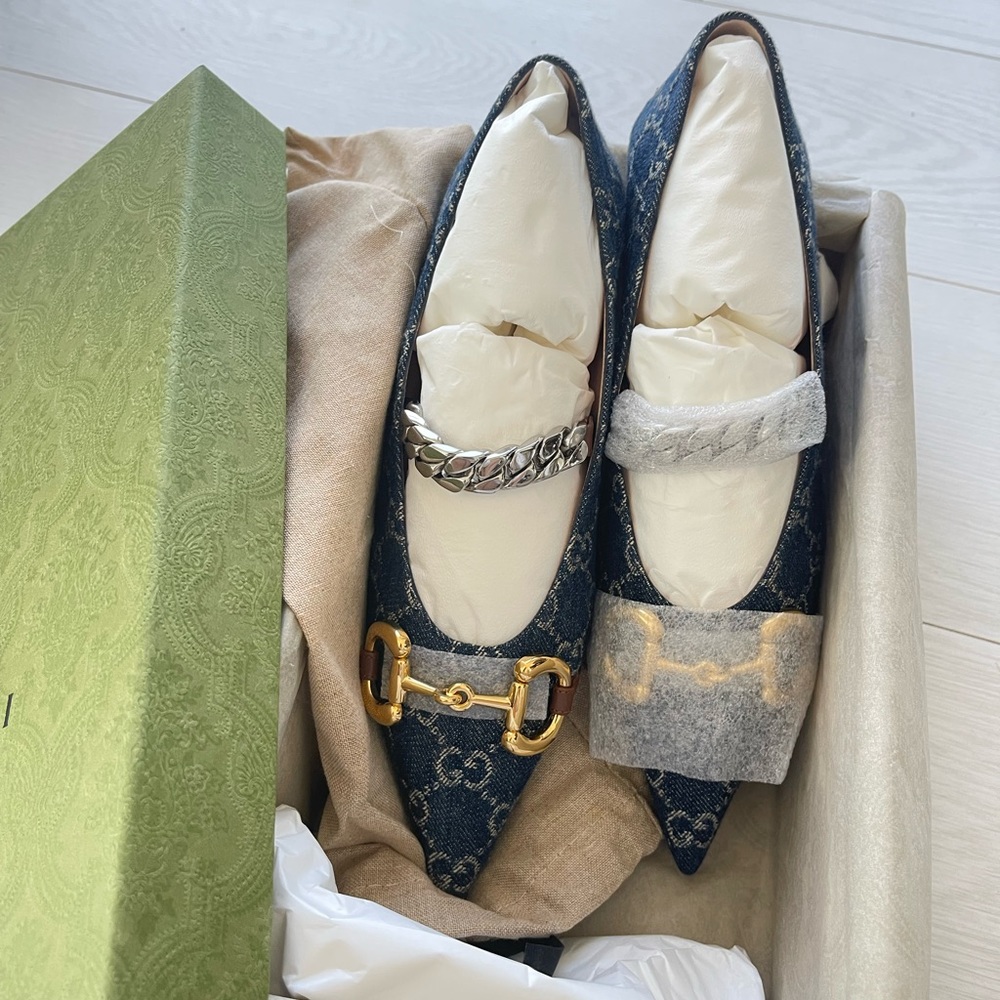 Gucci denim ballet flat